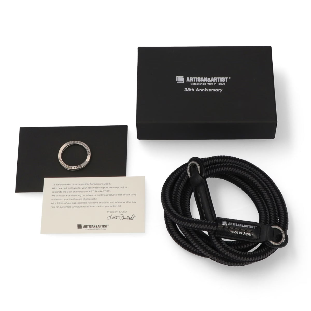 Artisan&Artist* 35th Anniversary Silk Cord Monochrome Edition Camera Strap with Ring Attachment - ACAM-306AE (Long)