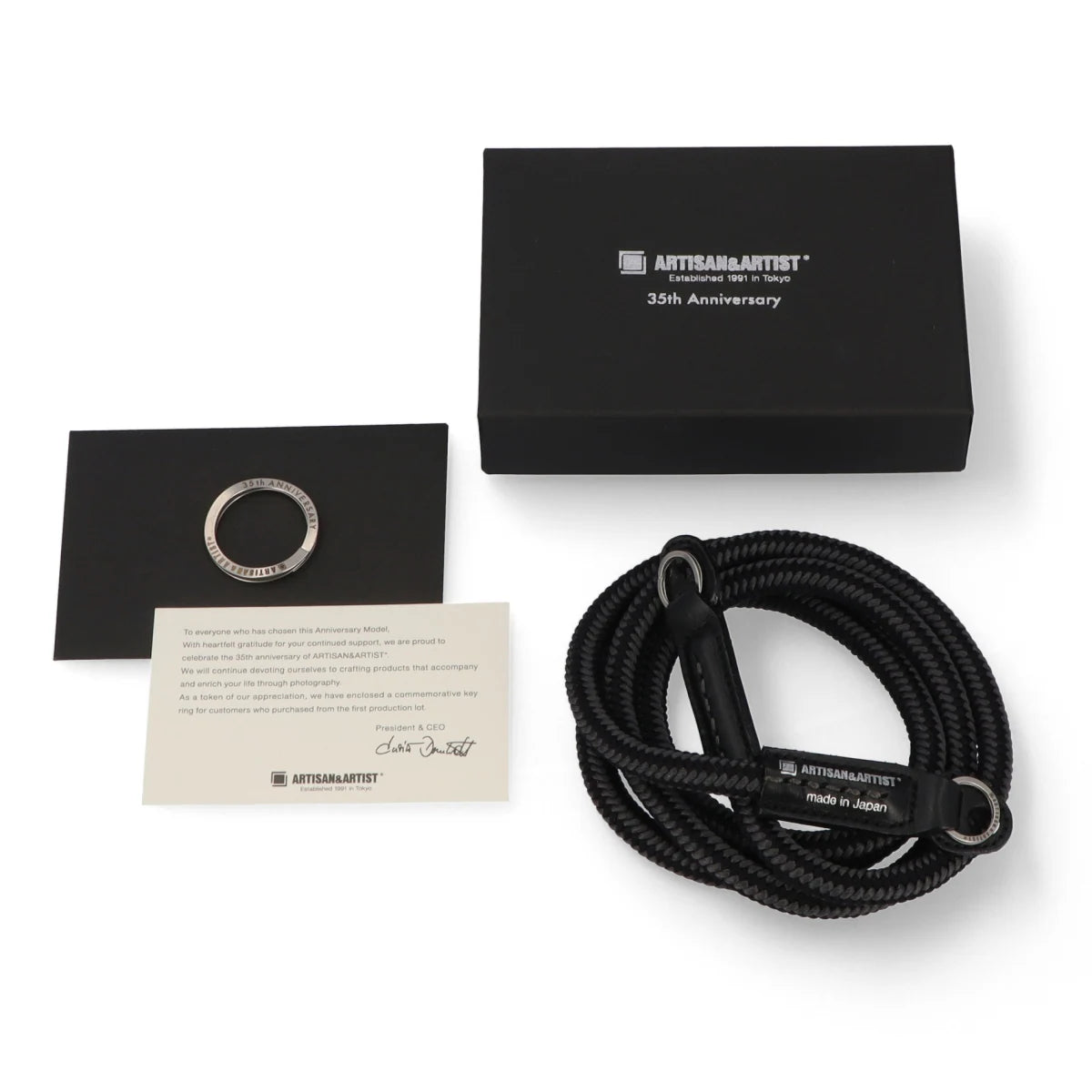 Artisan&Artist* 35th Anniversary Silk Cord Monochrome Edition Camera Strap with Ring Attachment - ACAM-301AE (Standard)