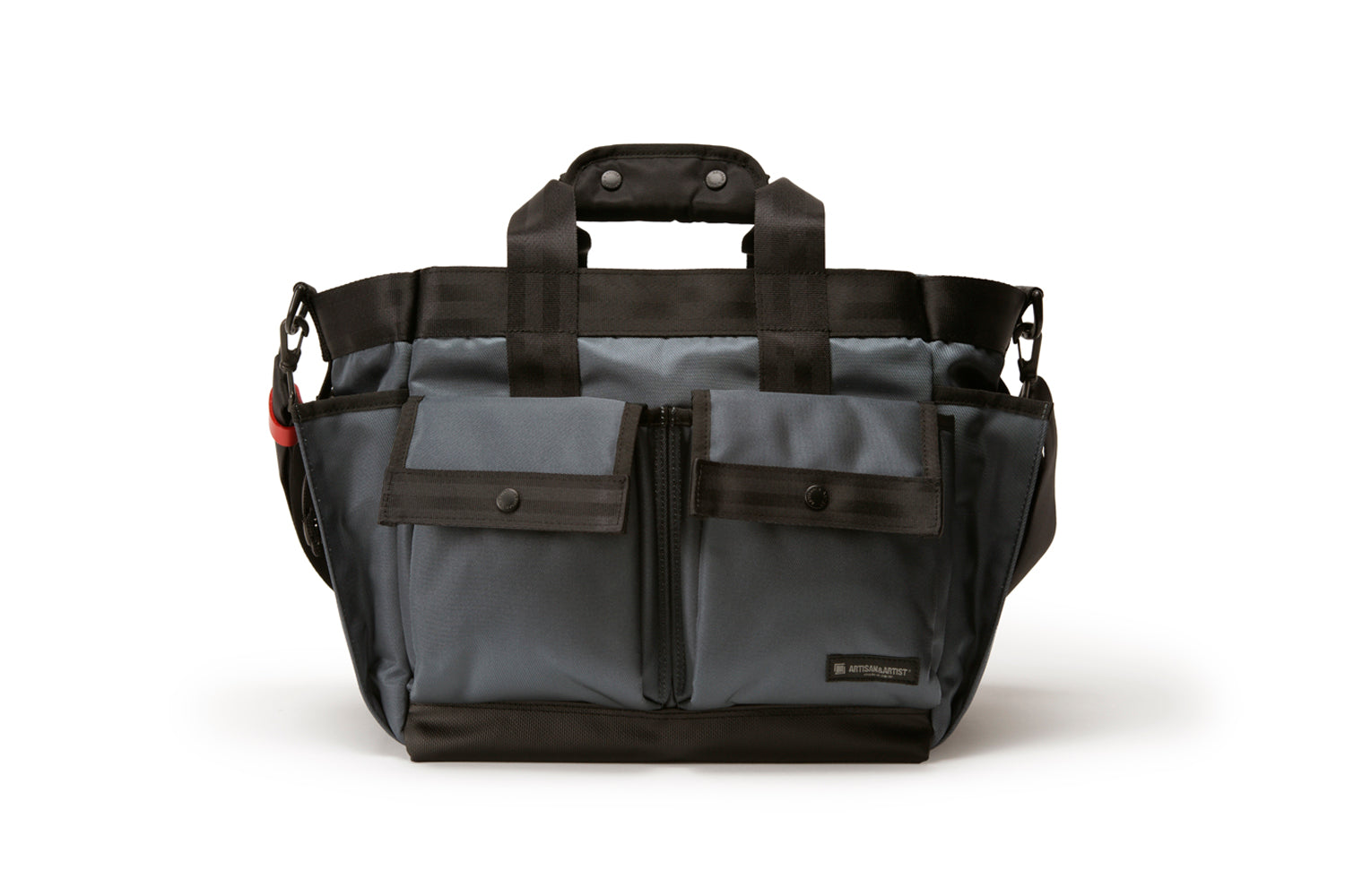 Shoulder-tote-type camera bag with a wide opening.